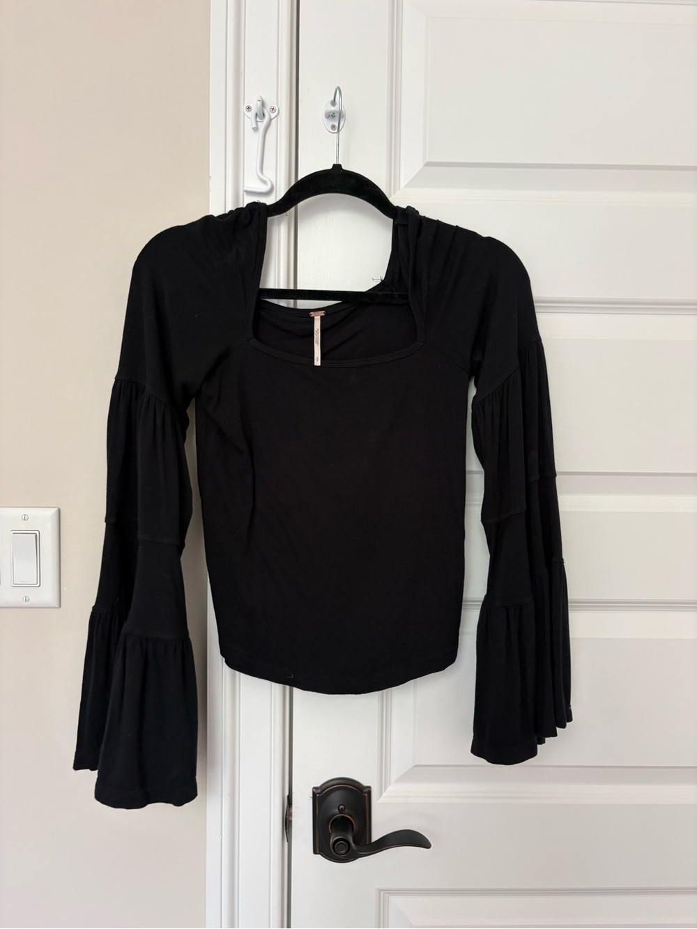 Free People Black Bell-Sleeve Women's Top